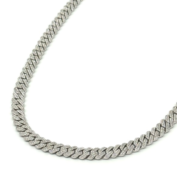 925 Silver, 9.0CTW Moissanite Square Miami Cuban Chain - Picture 7 of 10